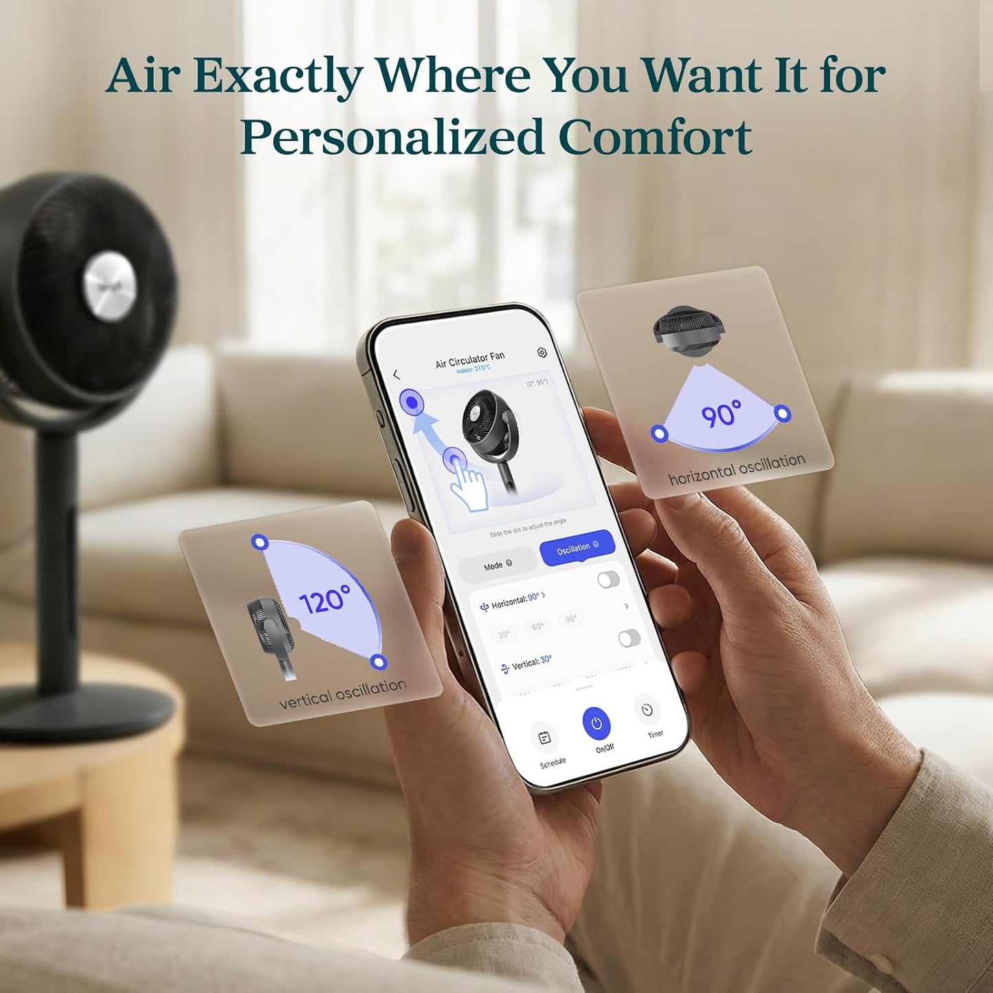 Pedestal & Tabletop Modes, Fan for Home - 9-Speed DC Motor, 908CFM Airflow, 82ft Range