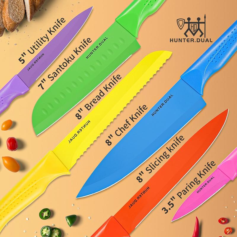 Knife Set, Colorful Kitchen Knife Set, 6 Sharp Kitchen