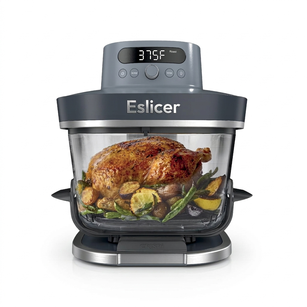 Eslicer Crispi Pro 6-in-1 Glass Air Fryer in Ash Gray