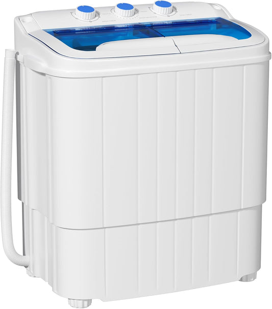 Portable Washing Machine, 18lbs Twin Tub portable Washer with Spin Cycle and Dryer, Semi-automatic Washer Machine Combo for Dorms, Apartments, Grey