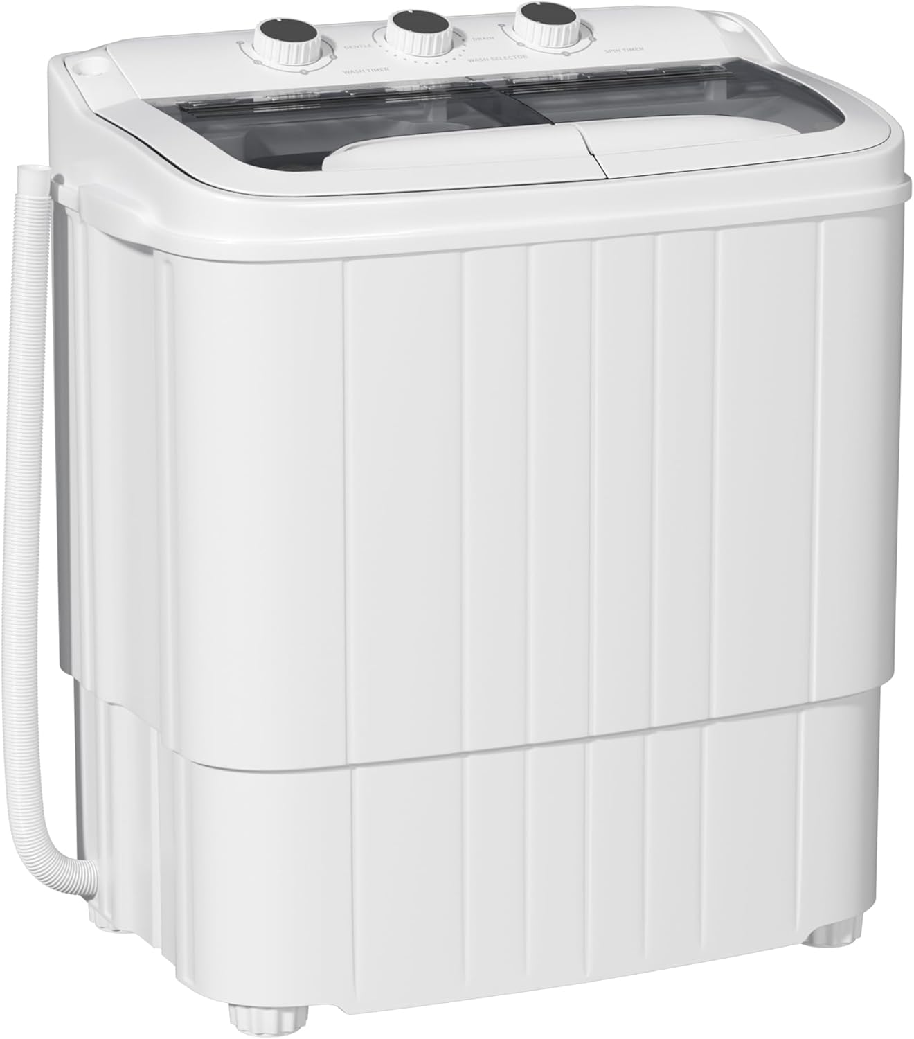 Portable Washing Machine, 18lbs Twin Tub portable Washer with Spin Cycle and Dryer, Semi-automatic Washer Machine Combo for Dorms, Apartments, Grey