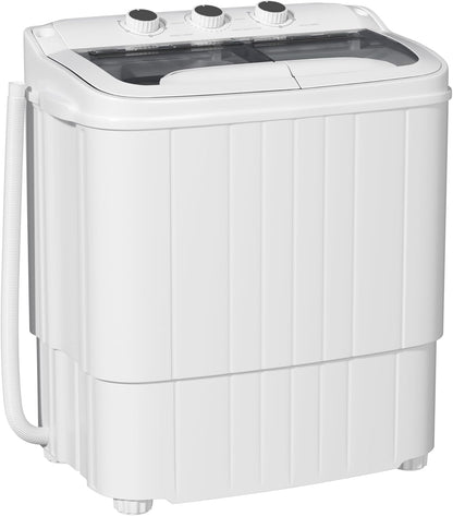 Portable Washing Machine, 18lbs Twin Tub portable Washer with Spin Cycle and Dryer, Semi-automatic Washer Machine Combo for Dorms, Apartments, Grey