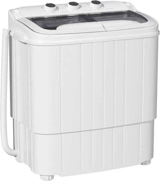 Portable Washing Machine, 18lbs Twin Tub portable Washer with Spin Cycle and Dryer, Semi-automatic Washer Machine Combo for Dorms, Apartments, Grey