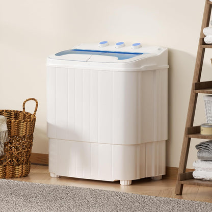 Portable Washing Machine, 18lbs Twin Tub portable Washer with Spin Cycle and Dryer, Semi-automatic Washer Machine Combo for Dorms, Apartments, Grey