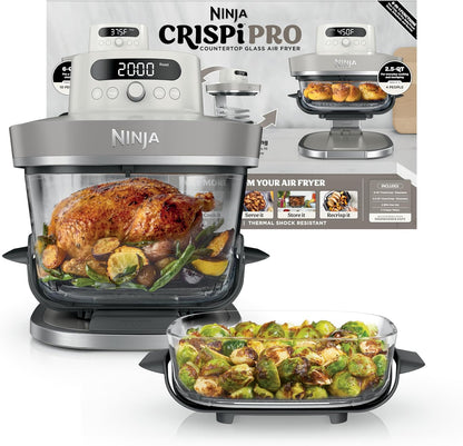 Ninja Crispi Pro 6-in-1 Glass Air Fryer in Ash Gray