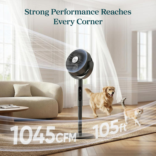 Pedestal & Tabletop Modes, Fan for Home - 9-Speed DC Motor, 908CFM Airflow, 82ft Range