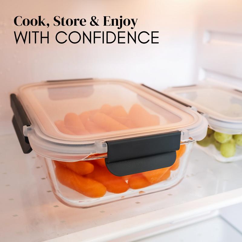 Glass Meal Prep Containers Set of 10 | BPA-Free & Leak-Proof | Microwave, Oven, Freezer & Dishwasher Safe