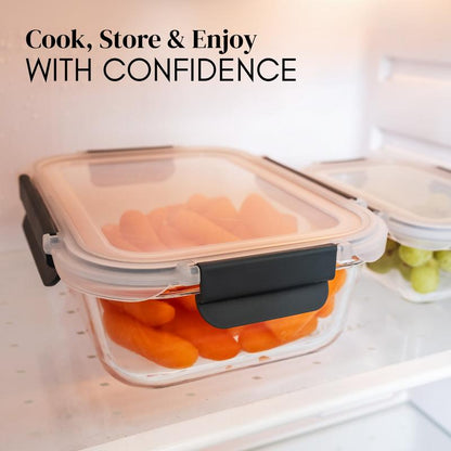 Glass Meal Prep Containers Set of 10 | BPA-Free & Leak-Proof | Microwave, Oven, Freezer & Dishwasher Safe