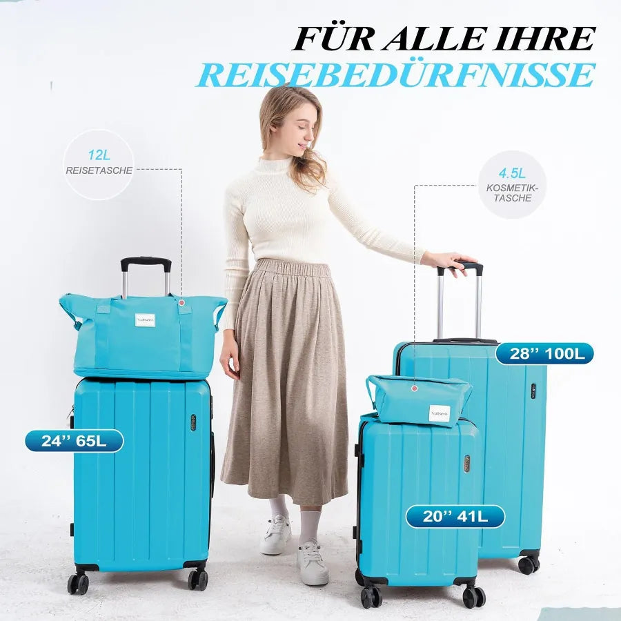 Koffer-Set (20", 24", 28") Trolley-Set 5-teilig Reiseset Rollenkoffer