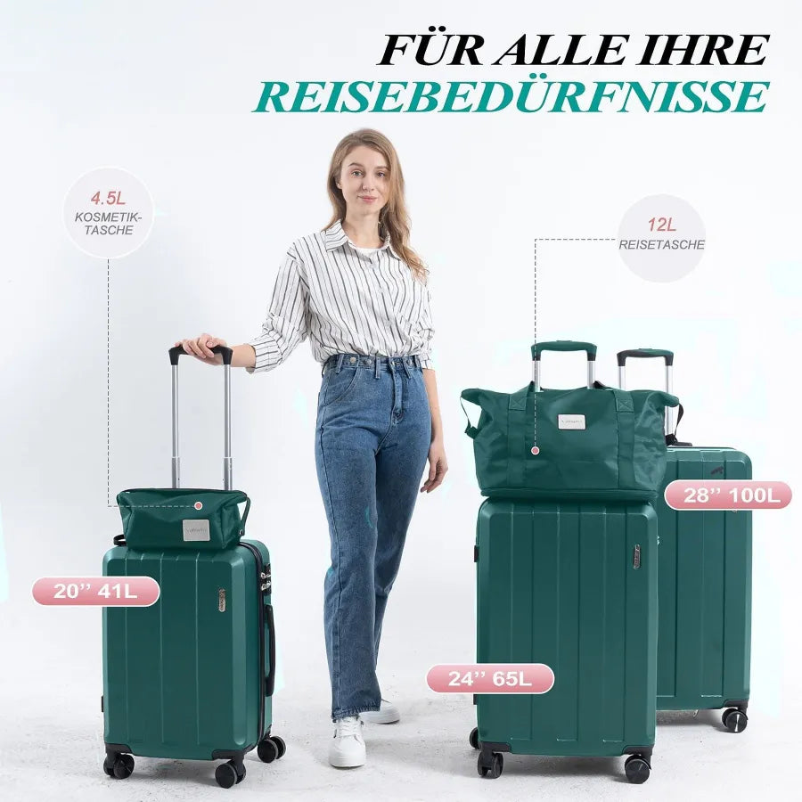 Koffer-Set (20", 24", 28") Trolley-Set 5-teilig Reiseset Rollenkoffer