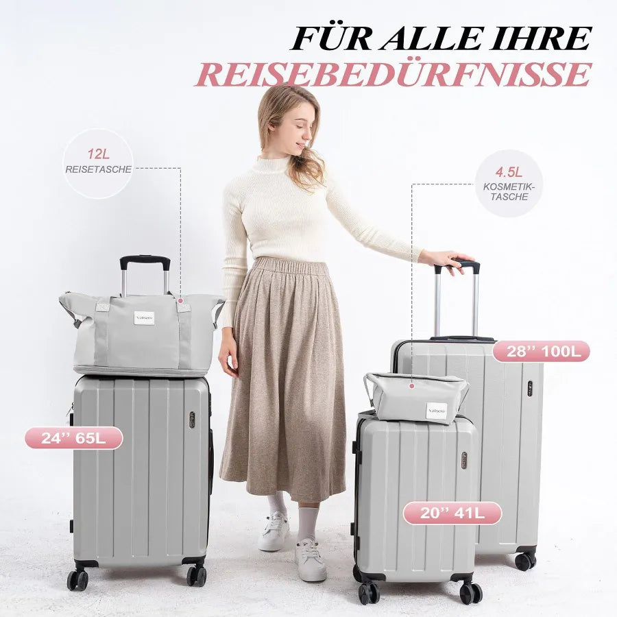 Koffer-Set (20", 24", 28") Trolley-Set 5-teilig Reiseset Rollenkoffer
