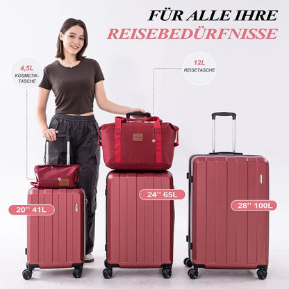 Koffer-Set (20", 24", 28") Trolley-Set 5-teilig Reiseset Rollenkoffer