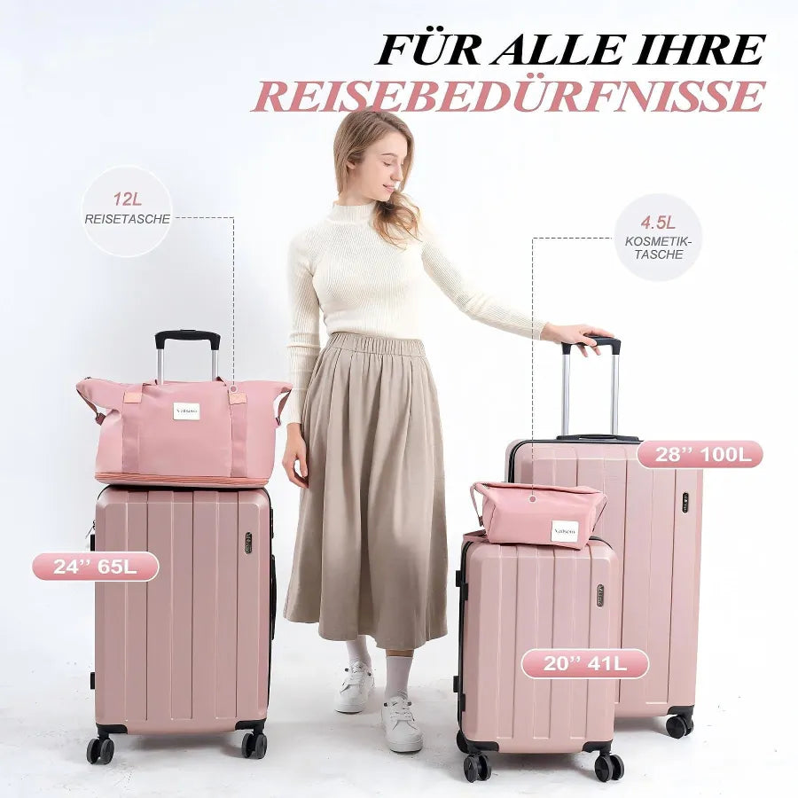 Koffer-Set (20", 24", 28") Trolley-Set 5-teilig Reiseset Rollenkoffer