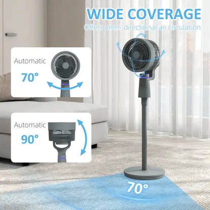 VPSUG™10" Pedestal Fan, 70°+90° Oscillating Air Circulation Fan with 3 Speeds