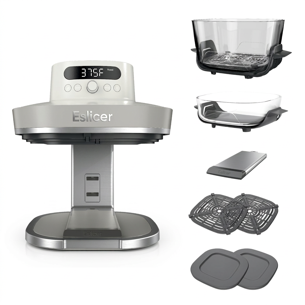 Eslicer Crispi Pro 6-in-1 Glass Air Fryer in Ash Gray