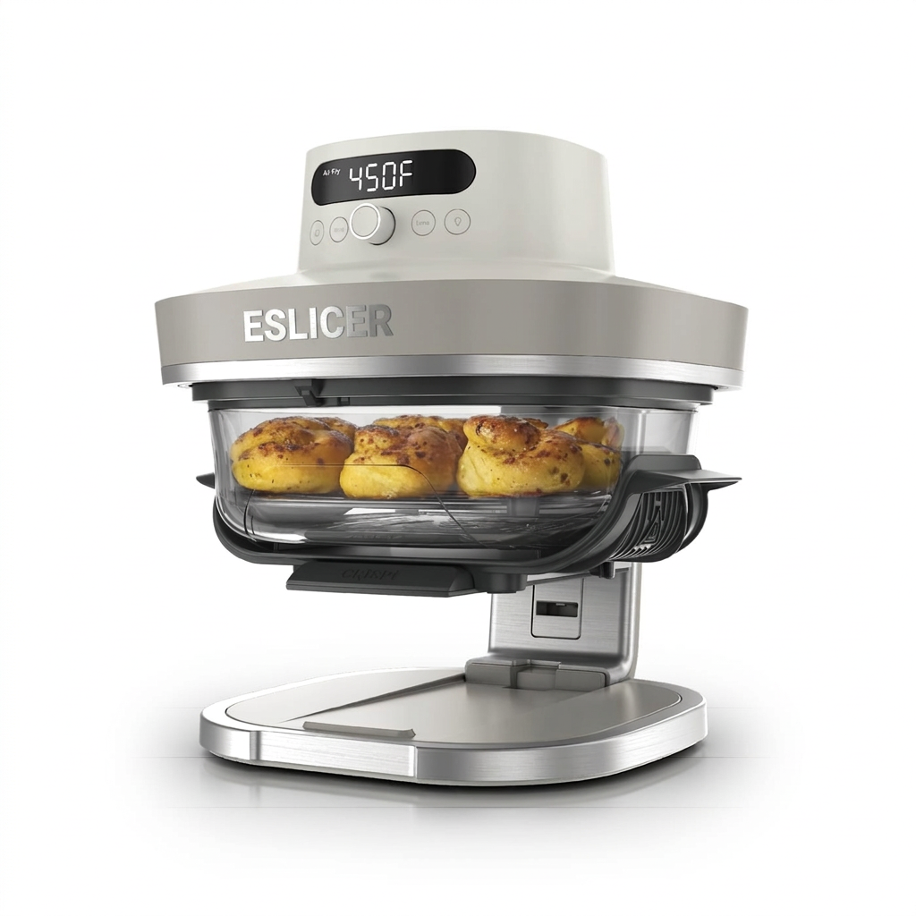Eslicer Crispi Pro 6-in-1 Glass Air Fryer in Ash Gray