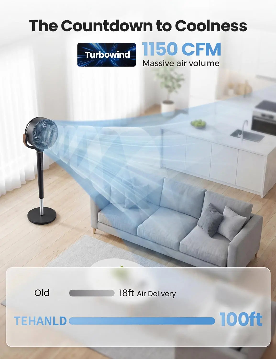 Eslicer™ 120° Oscillating Standing Bedroom Fan